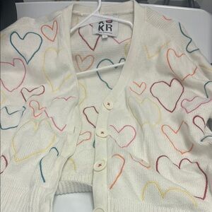 Women's Cream Heart Sweater